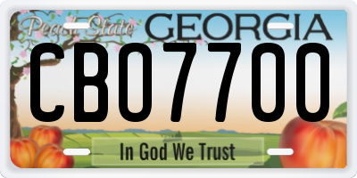 GA license plate CBO7700