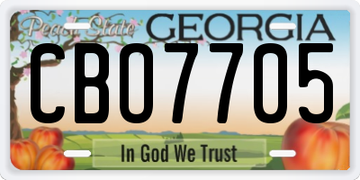 GA license plate CBO7705