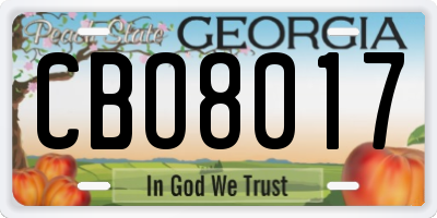 GA license plate CBO8017