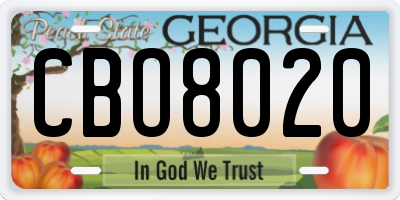 GA license plate CBO8020