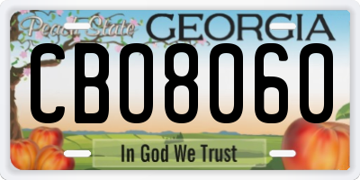 GA license plate CBO8060