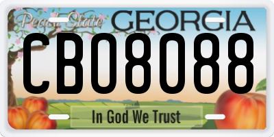 GA license plate CBO8088