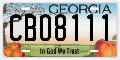 GA license plate CBO8111