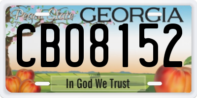 GA license plate CBO8152