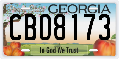GA license plate CBO8173