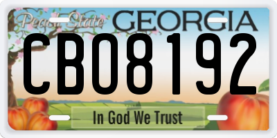 GA license plate CBO8192