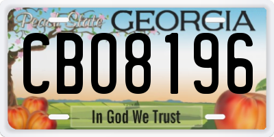GA license plate CBO8196