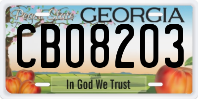 GA license plate CBO8203