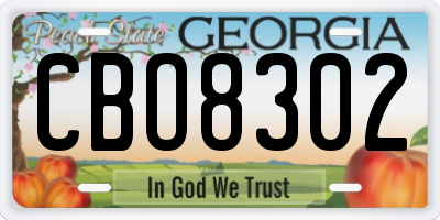 GA license plate CBO8302