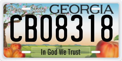 GA license plate CBO8318