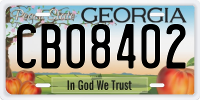 GA license plate CBO8402
