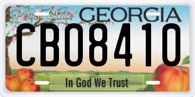 GA license plate CBO8410