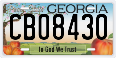 GA license plate CBO8430