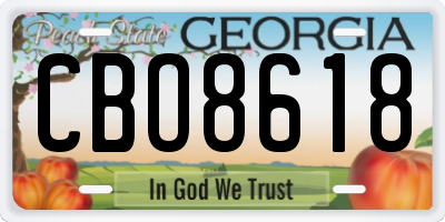 GA license plate CBO8618