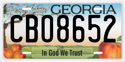 GA license plate CBO8652
