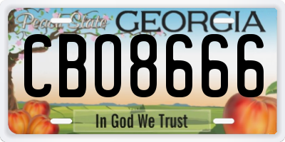 GA license plate CBO8666