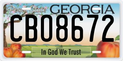 GA license plate CBO8672