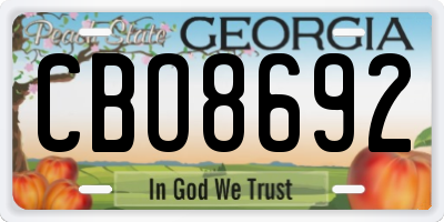 GA license plate CBO8692