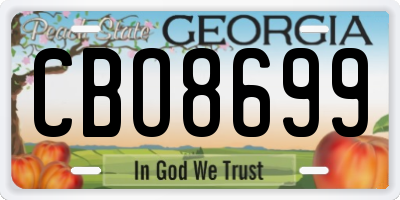 GA license plate CBO8699