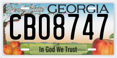 GA license plate CBO8747