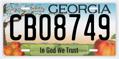 GA license plate CBO8749