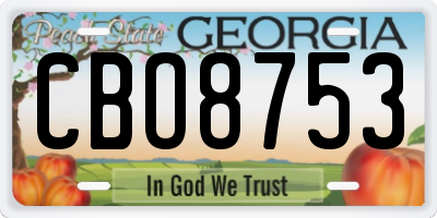 GA license plate CBO8753