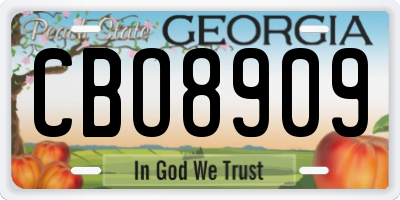 GA license plate CBO8909