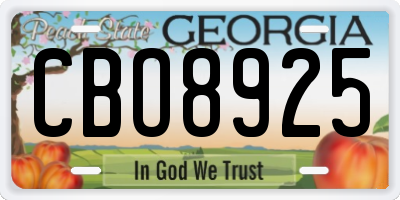 GA license plate CBO8925