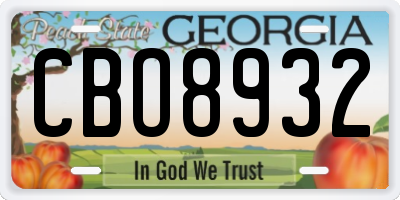 GA license plate CBO8932