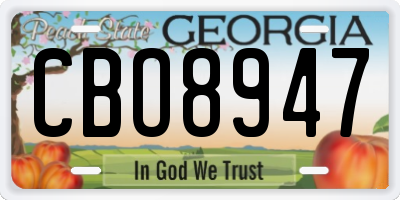 GA license plate CBO8947