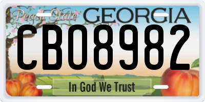 GA license plate CBO8982
