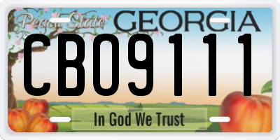 GA license plate CBO9111