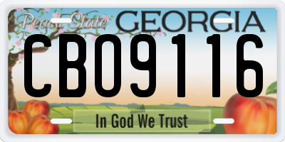 GA license plate CBO9116