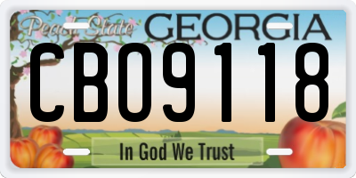 GA license plate CBO9118