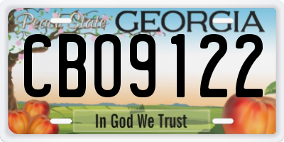 GA license plate CBO9122