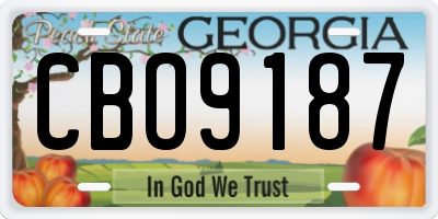 GA license plate CBO9187