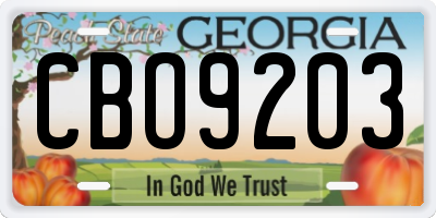 GA license plate CBO9203