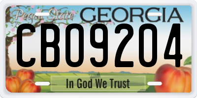 GA license plate CBO9204