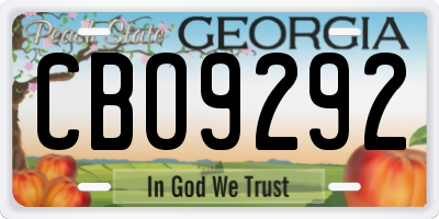 GA license plate CBO9292