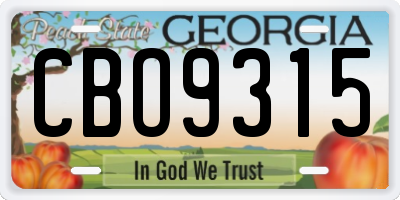 GA license plate CBO9315