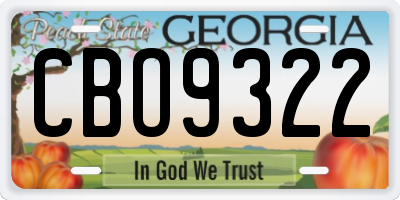 GA license plate CBO9322