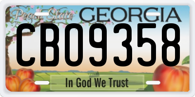 GA license plate CBO9358