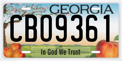 GA license plate CBO9361