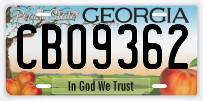 GA license plate CBO9362