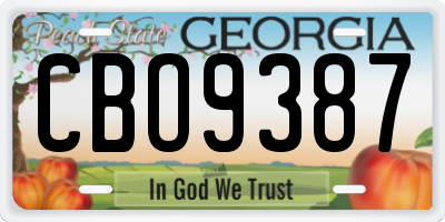 GA license plate CBO9387