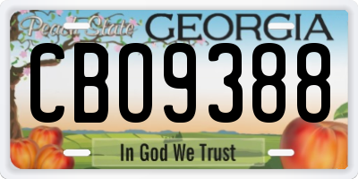 GA license plate CBO9388