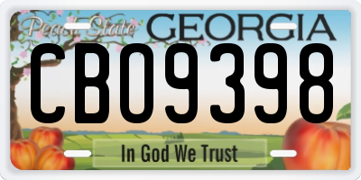 GA license plate CBO9398