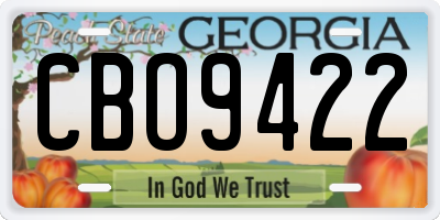 GA license plate CBO9422