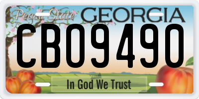 GA license plate CBO9490