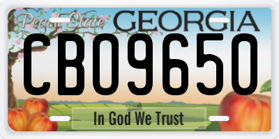 GA license plate CBO9650